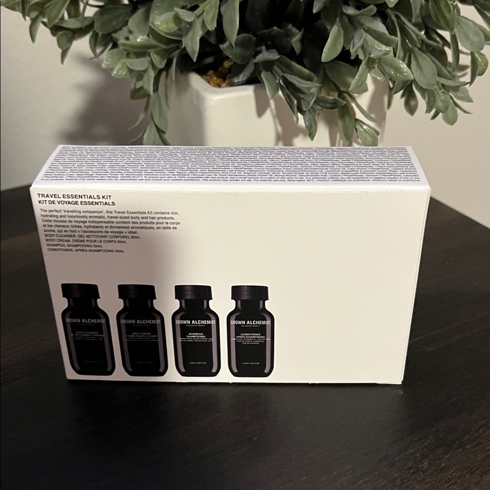 Grown Alchemist Travel Essentials Kit 4pc Body Cleanser Cream Shampoo Set